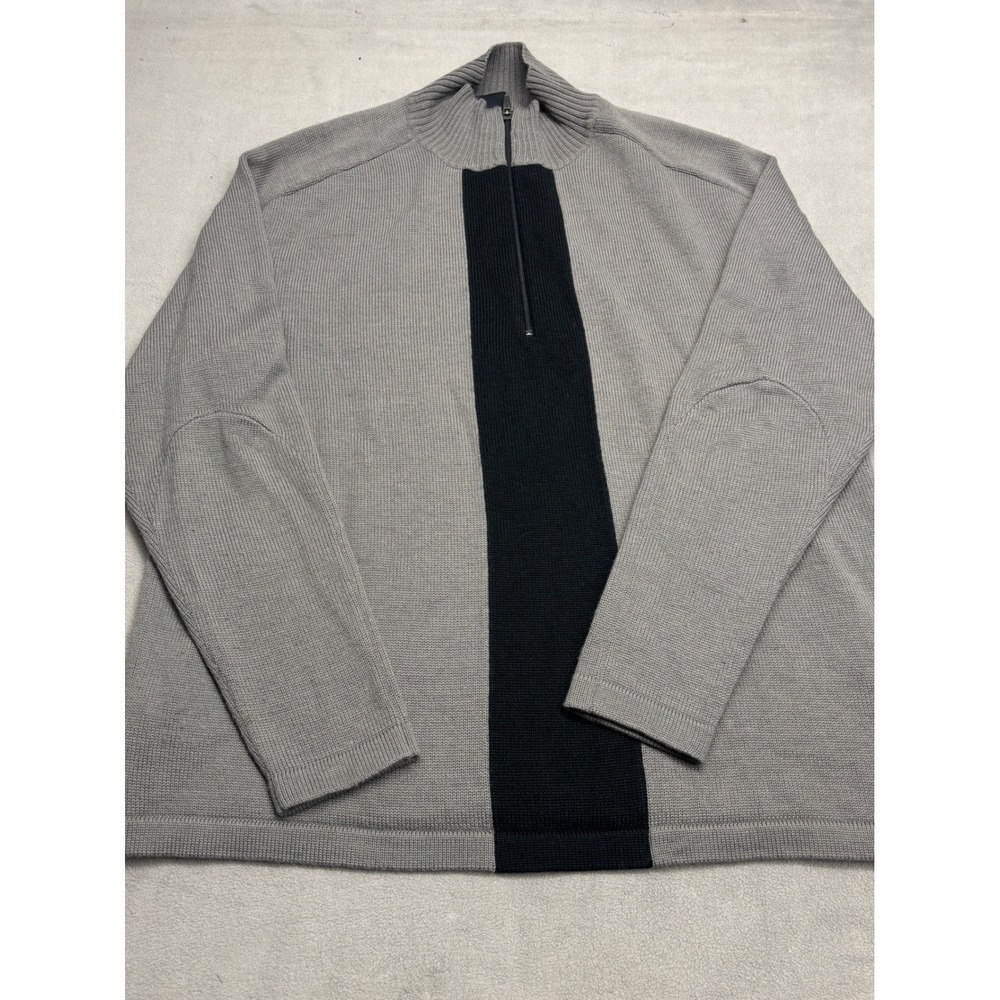 VTG Nike ACG Thermal Layer 2 Quarter Zip Wool Blend Ribbed Sweater Grey Black XL